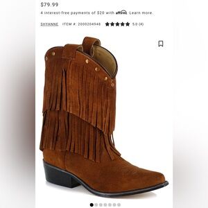 Shyanne Kids Fringe Western Boots - Tan